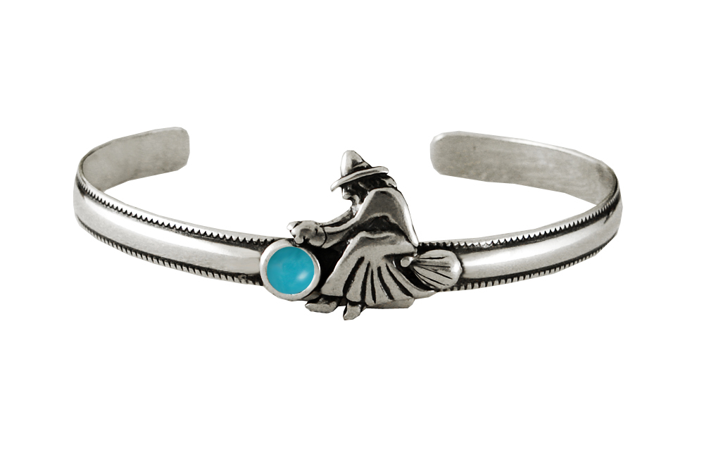 Sterling Silver Witch Cuff Bracelet With Turquoise